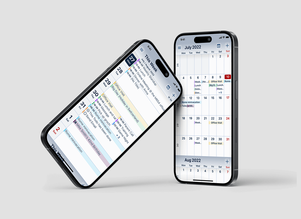 Two mockup image of Cali's main screens.